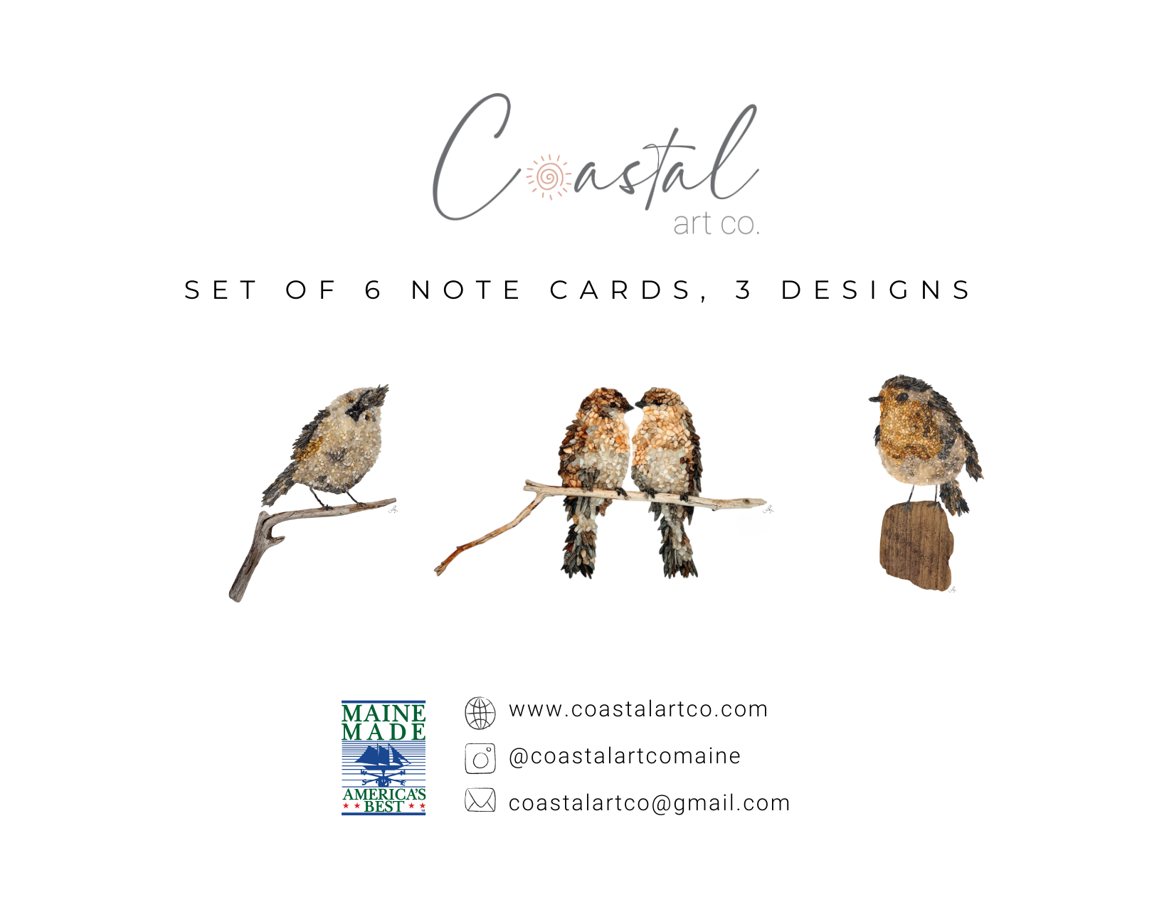 Little Bird Notecards - 3 unique designs (2 of each)