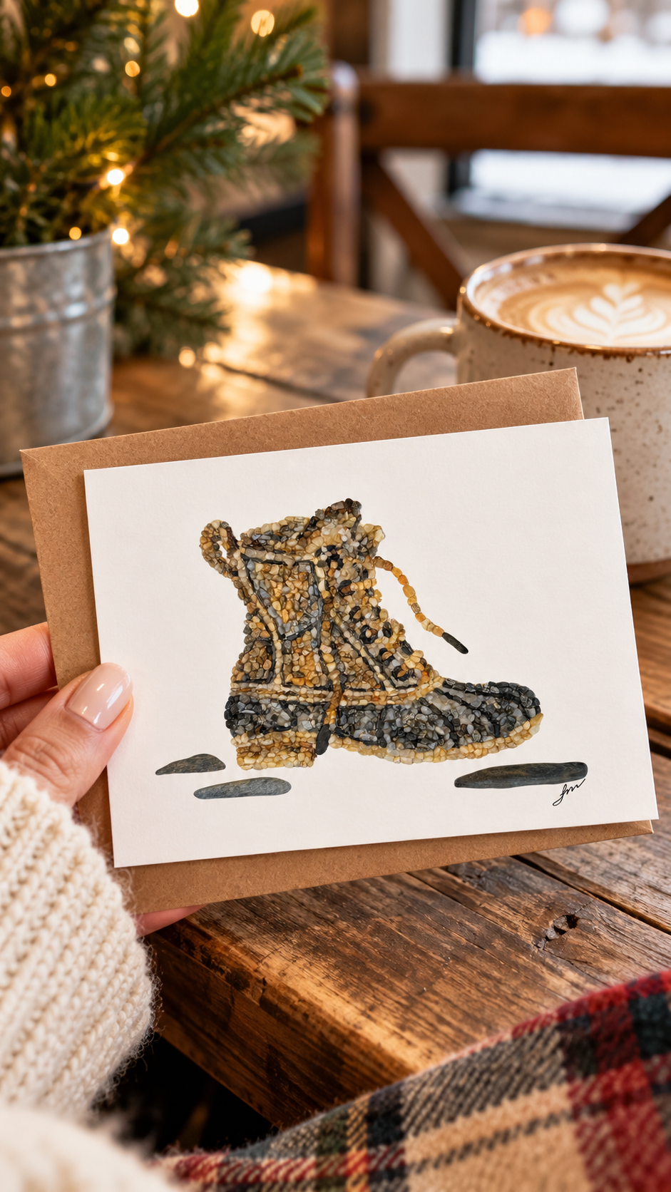 Maine Signature Boot – Mosaic Pebble Art Card