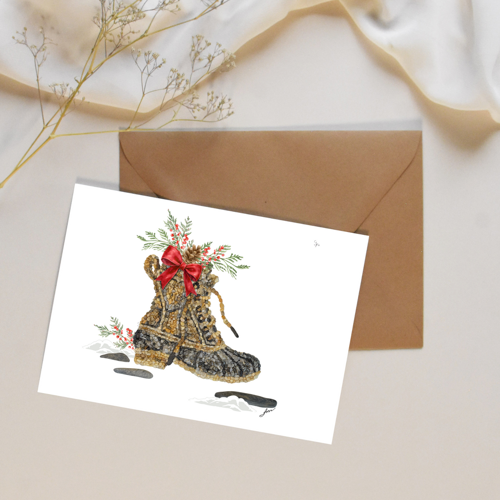 Maine Signature Boot – Holiday Mosaic Pebble Art Card