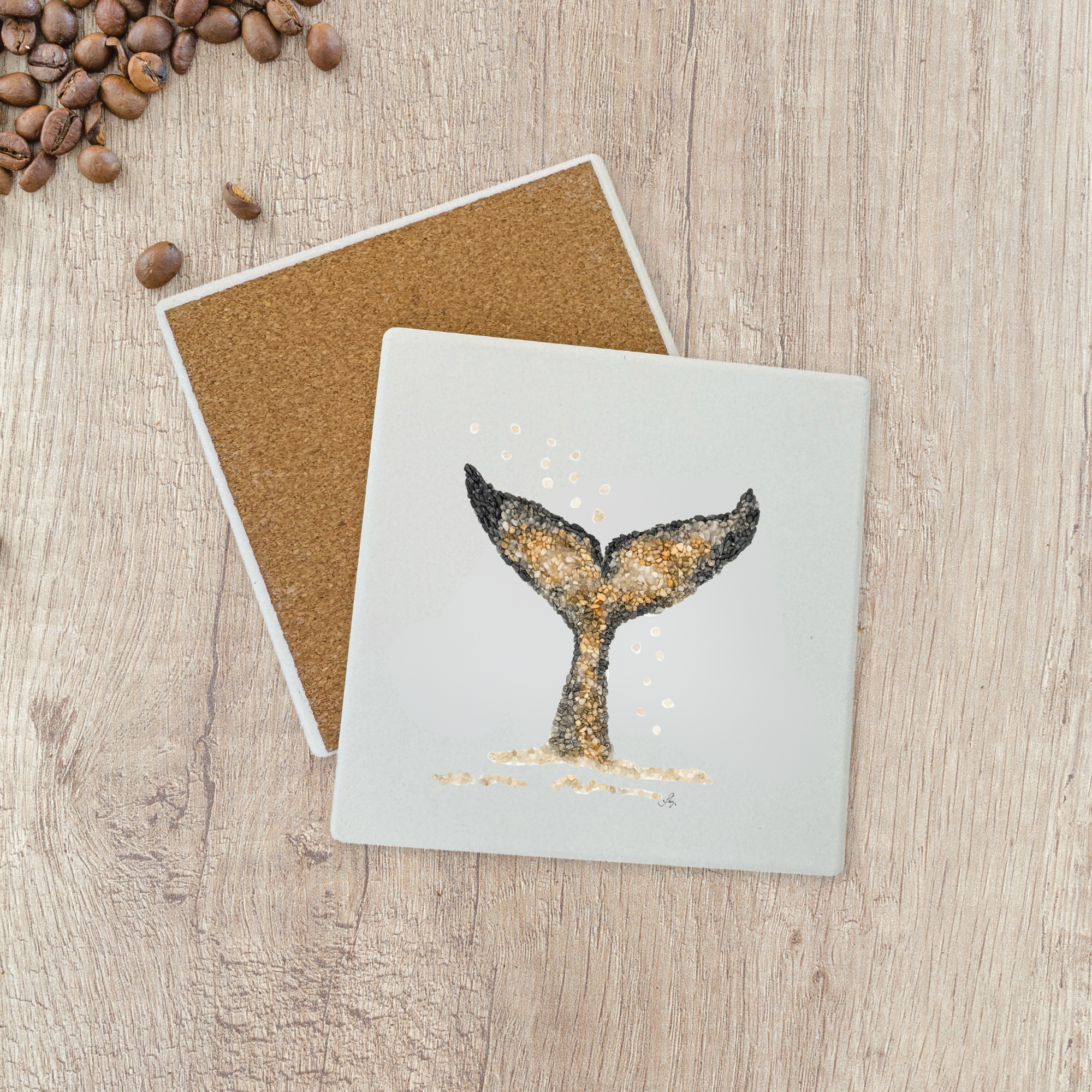 Whale Tail Ceramic Stone Coaster