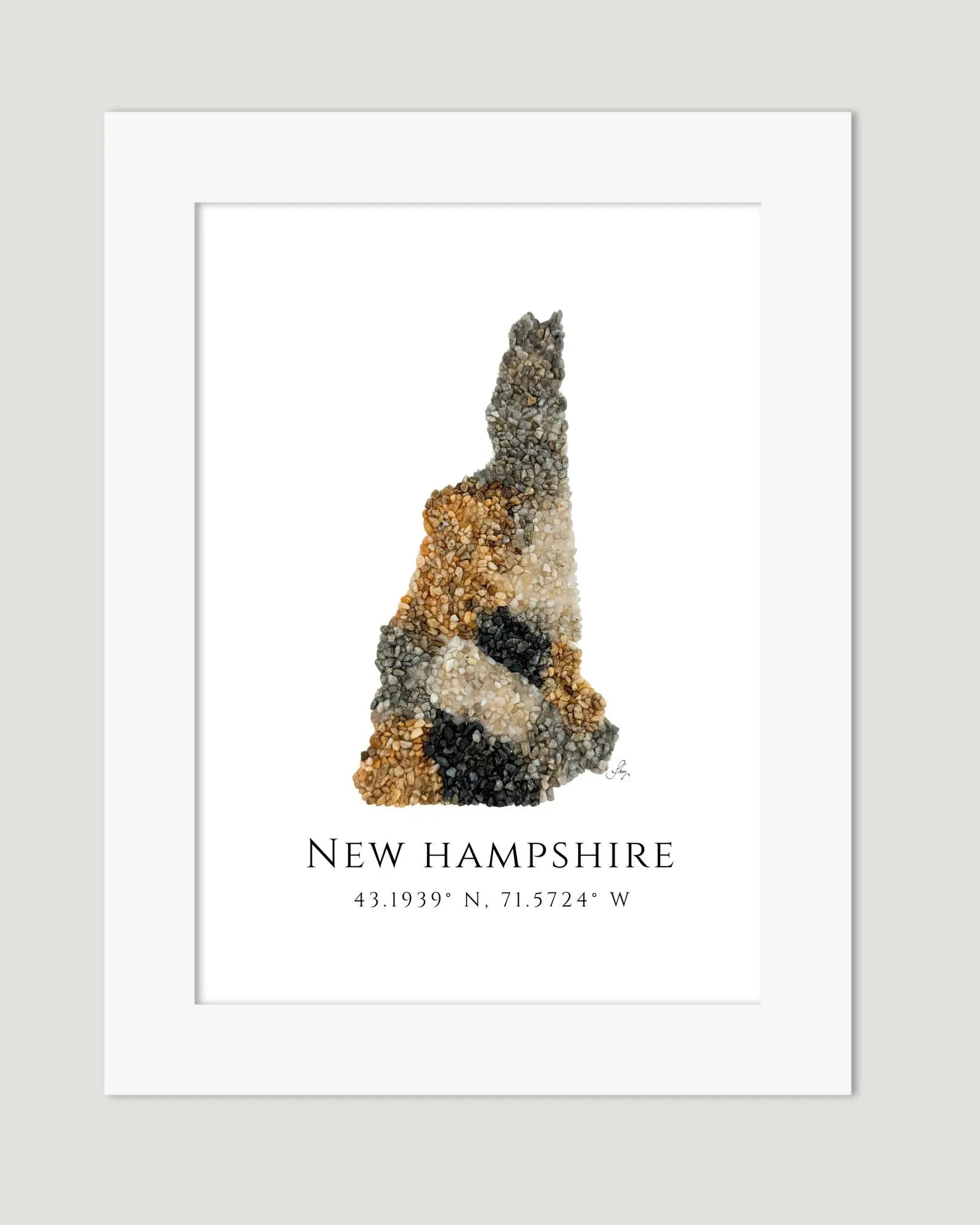 New Hampshire Coordinates Print