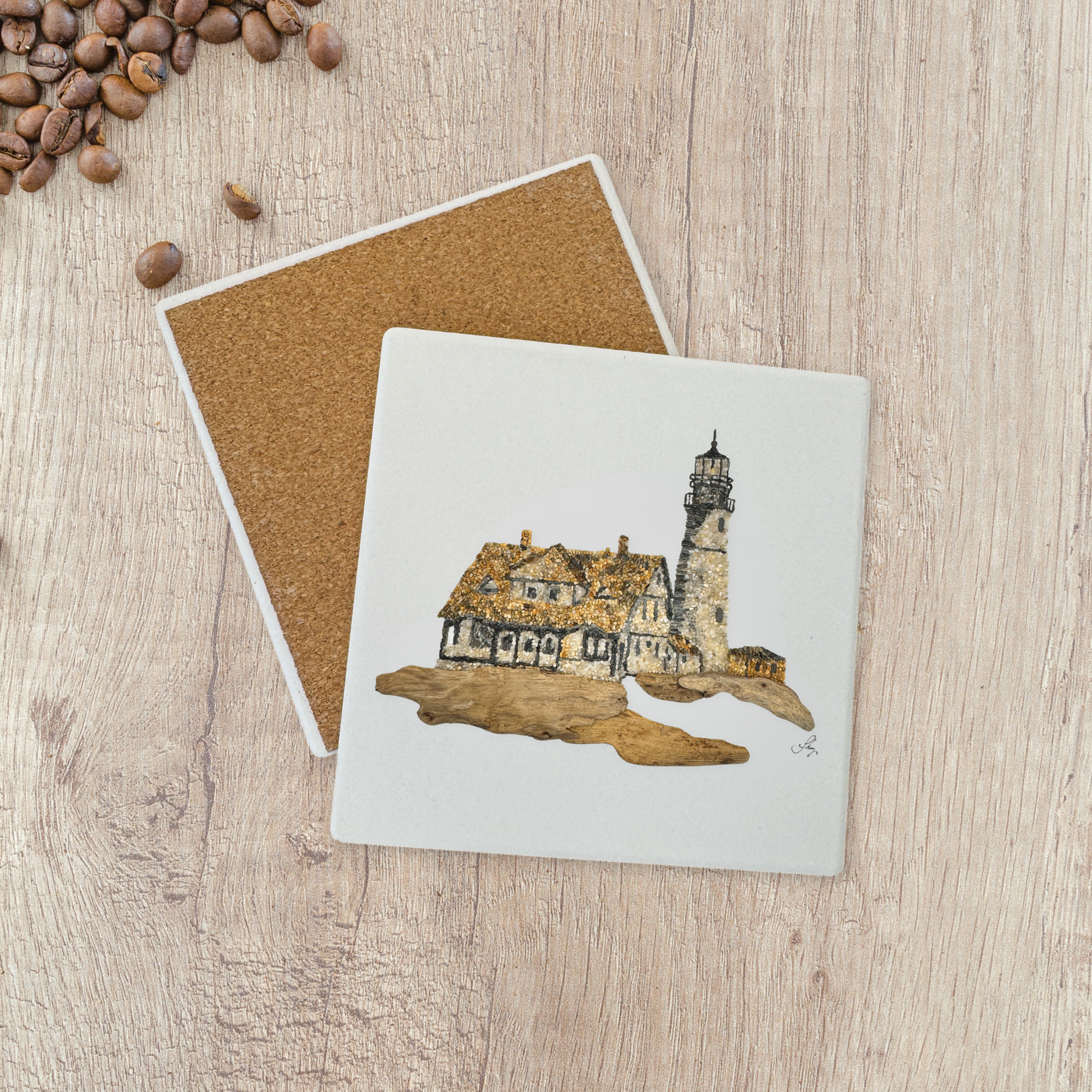 Portland Headlight Lighhouse Ceramic Stone Coaster