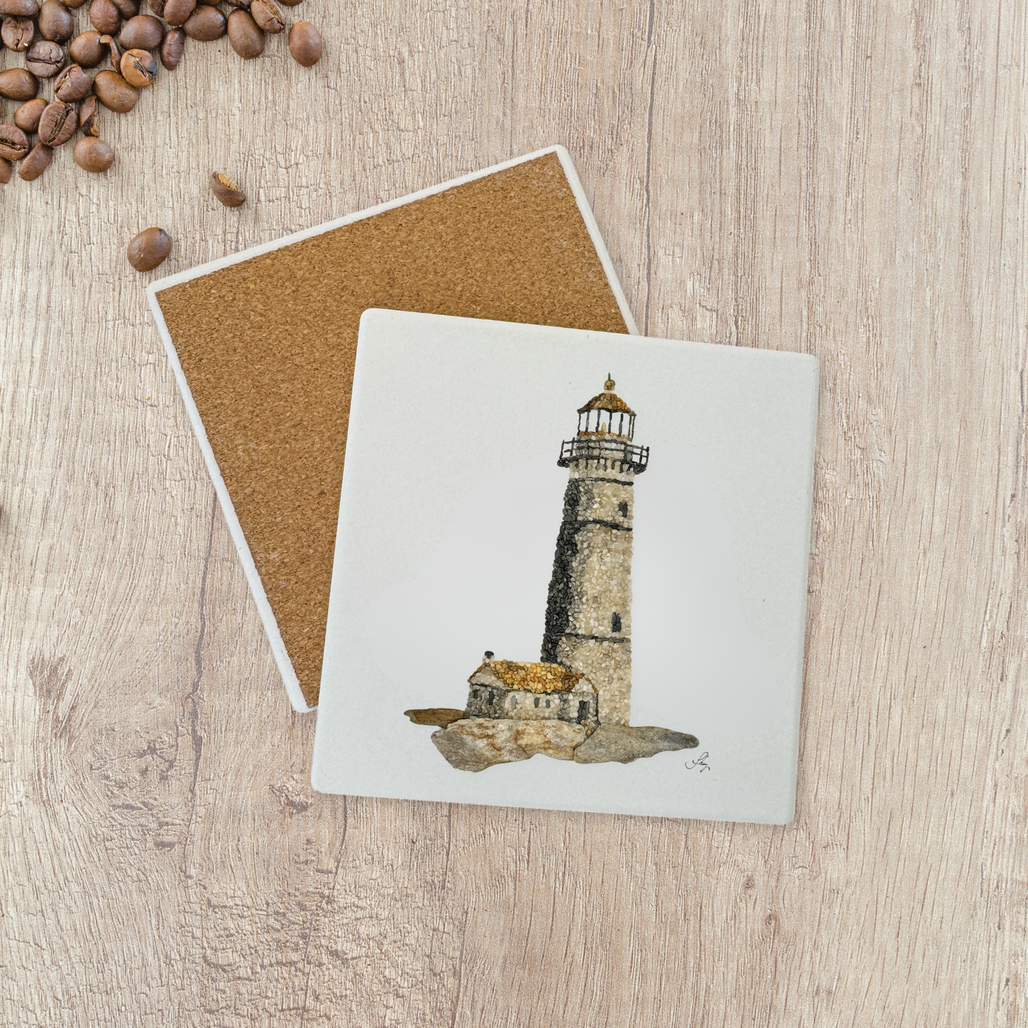 Pemaquid Point Lighhouse Ceramic Stone Coaster