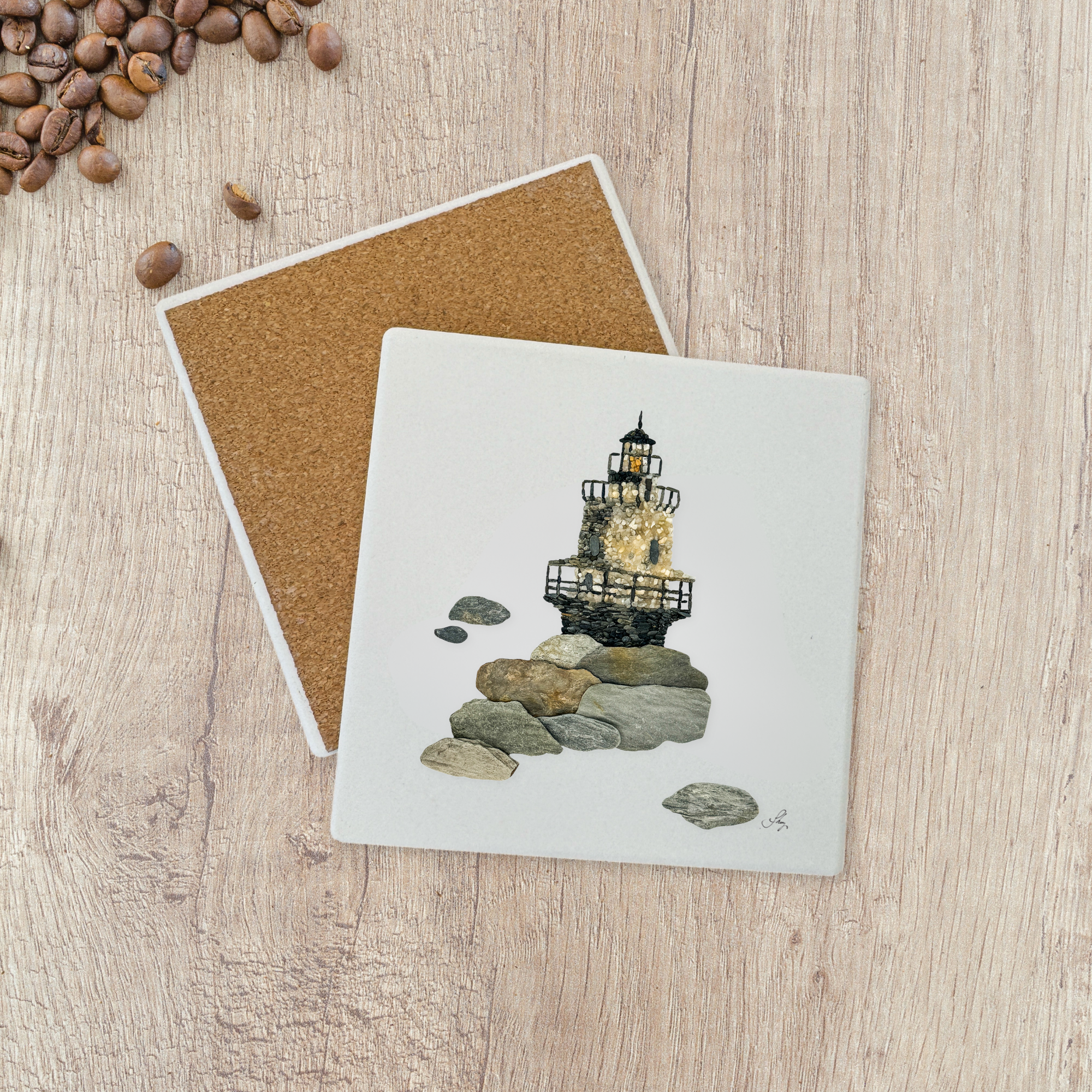 Springpoint Ledge Lighhouse Ceramic Stone Coaster