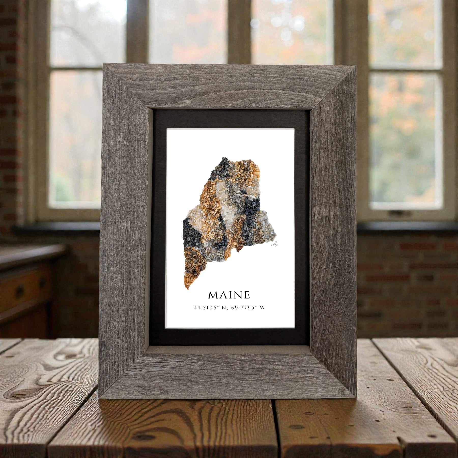 State of Maine Coordinates Print