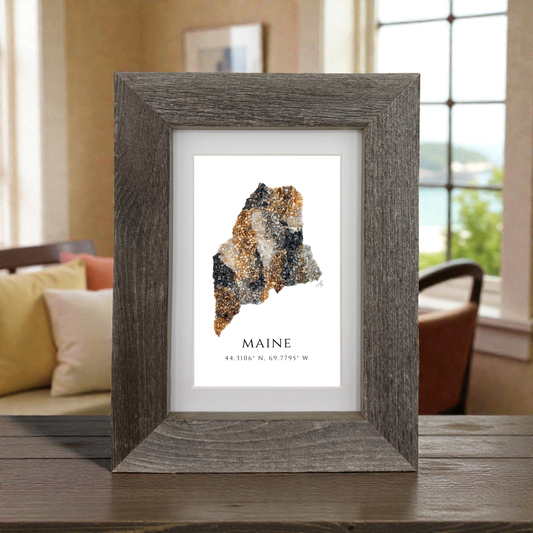 State of Maine Coordinates Print