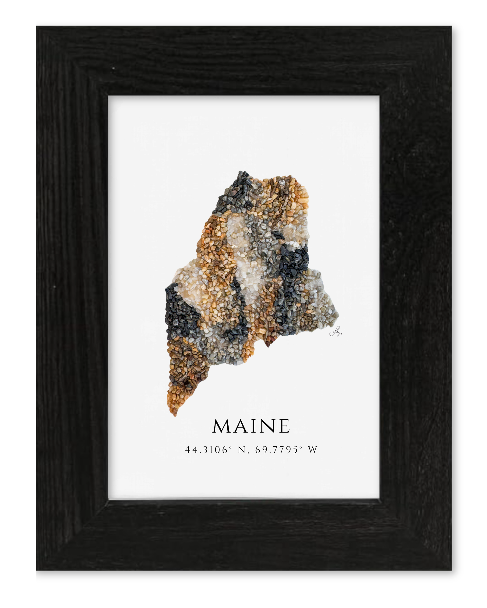 State of Maine Coordinates Print