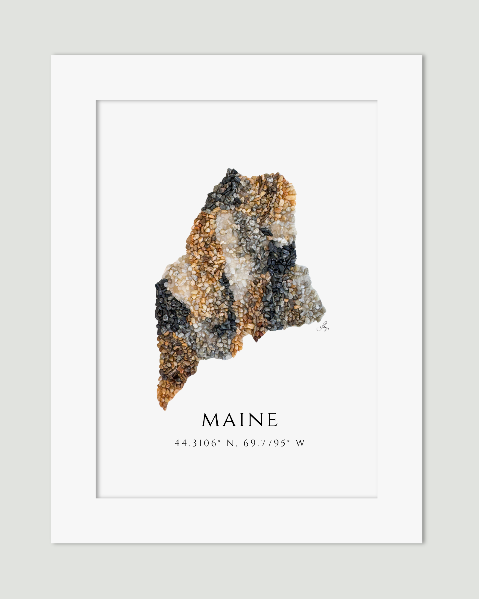 State of Maine Coordinates Print