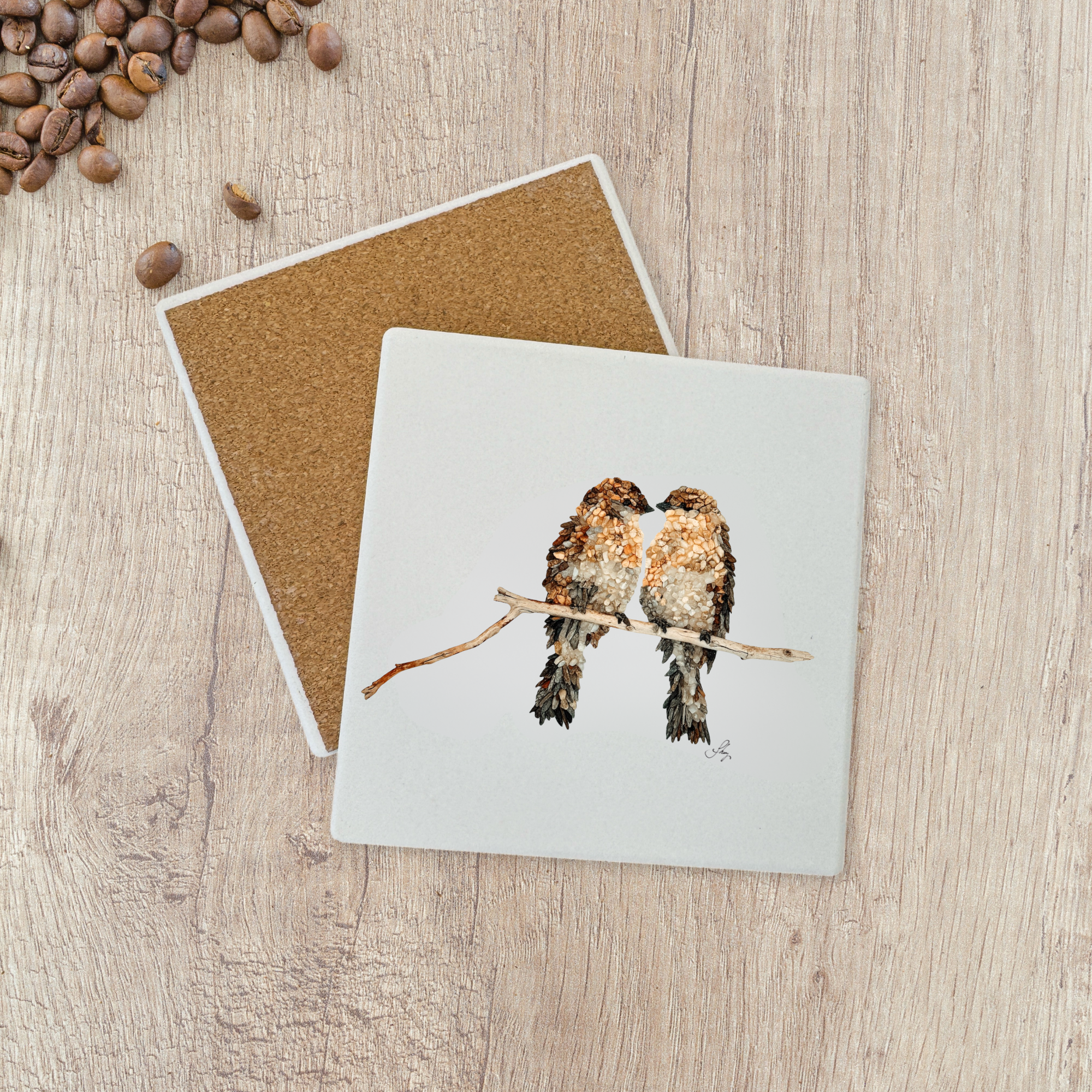 Finch Birds Stone Coaster