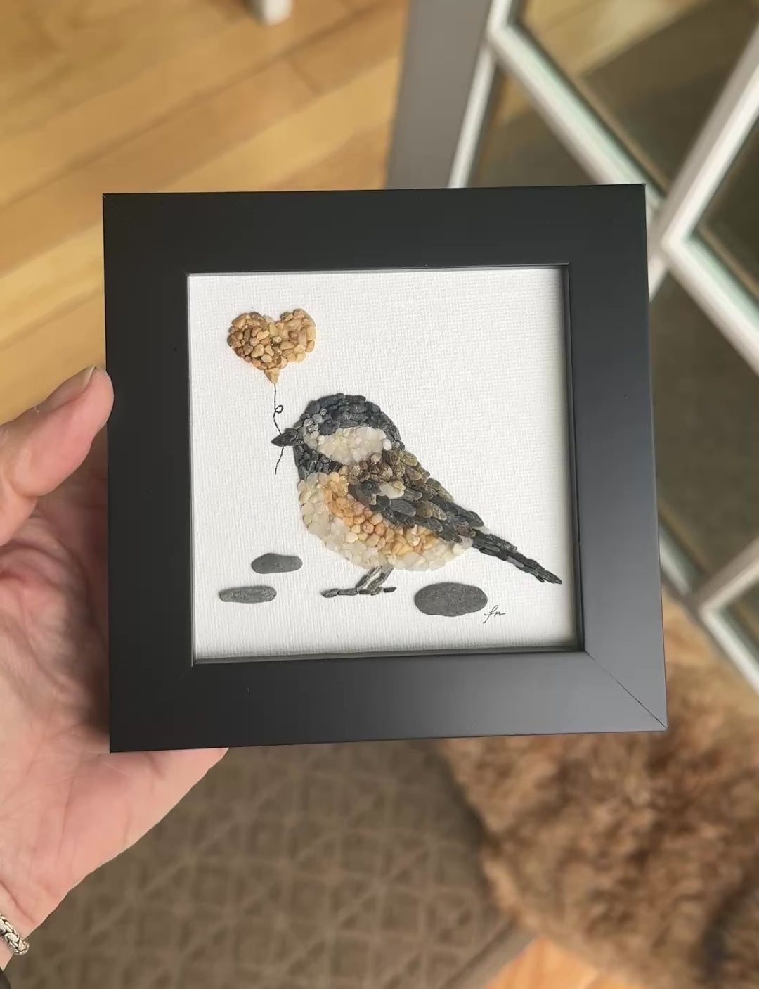 Mini Chickadee Pebble Art