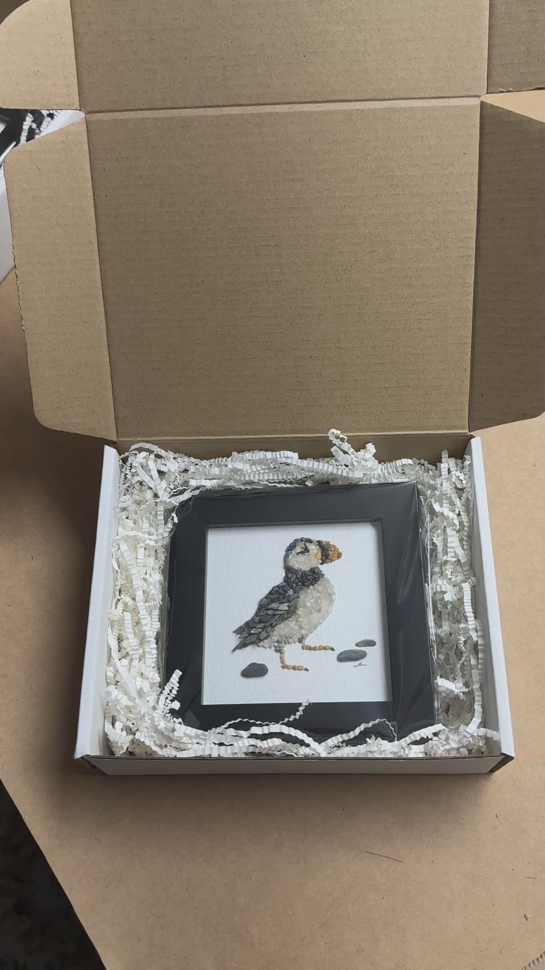 Mini Puffin Bird Pebble Art