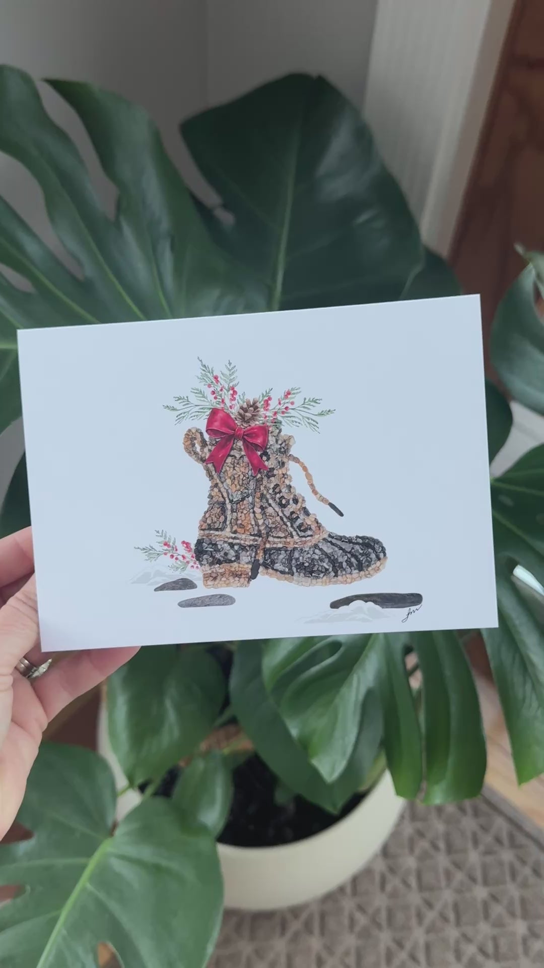 Maine Signature Boot – Holiday Mosaic Pebble Art Card